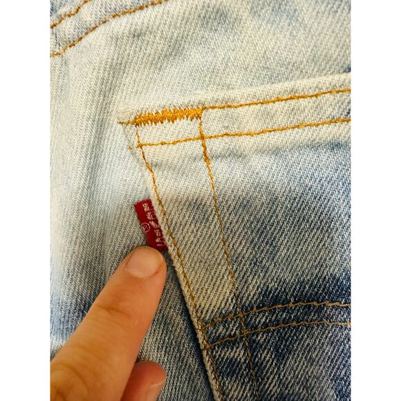 Vintage Levi’s Tie Dye 505 Style Wide Leg Bleached Washed Loose Fit Denim Jeans - Picture 8 of 10